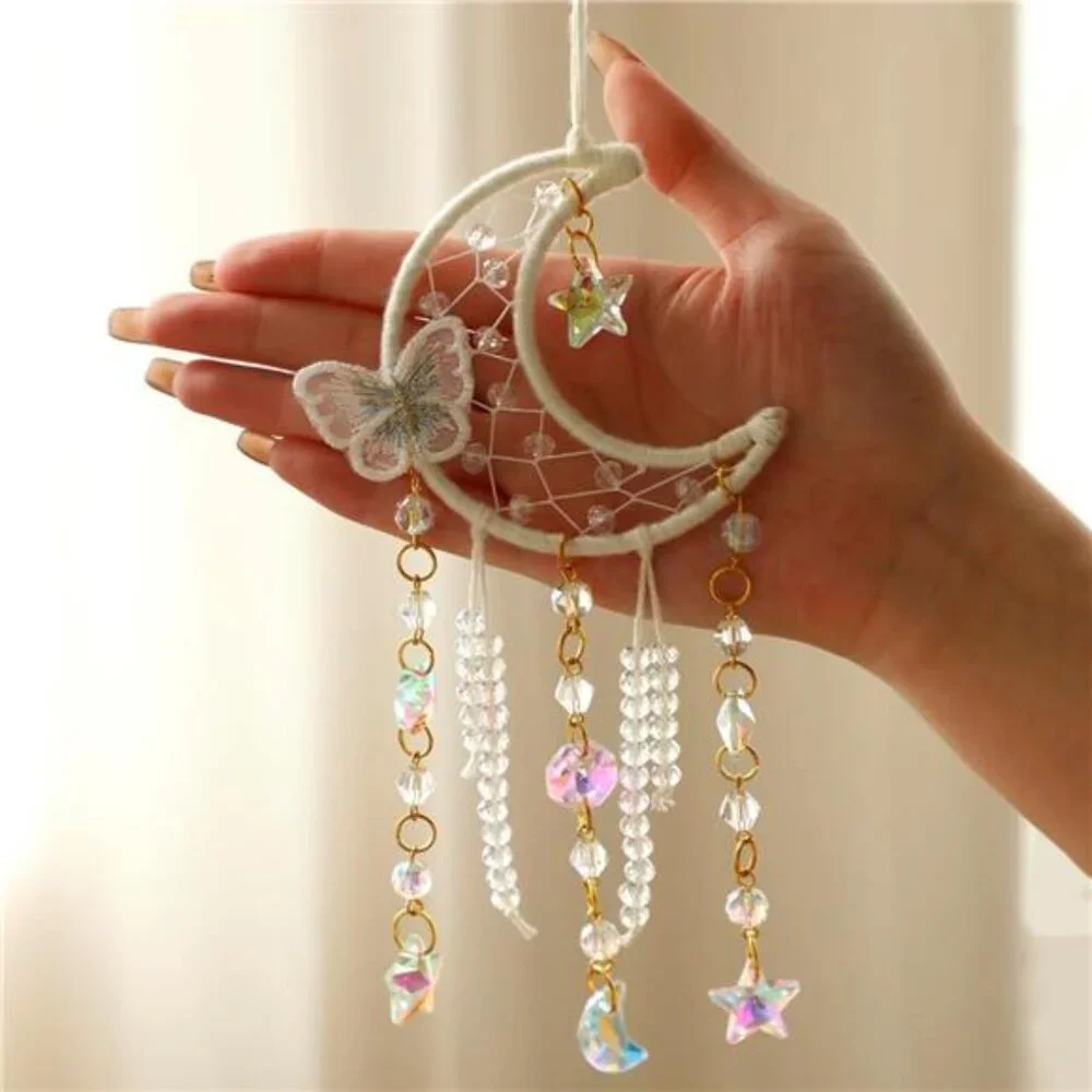 White Butterfly Small Moon Dream Catchers